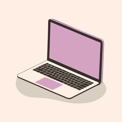  a Modern Laptop Computer, vector illustration, on a white background,