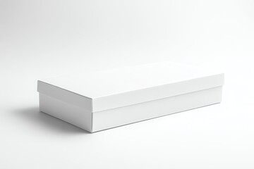 A plain white cardboard box on a white background