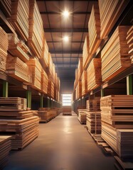 Obraz premium Warehouse of wooden boards
