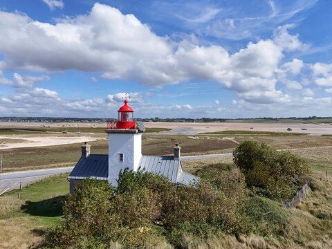 Pointe d'Agon lighthouse in Normandy, France