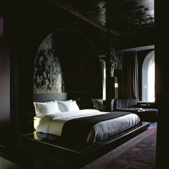 Simple Aesthetic Bed Room Interior Night view 
