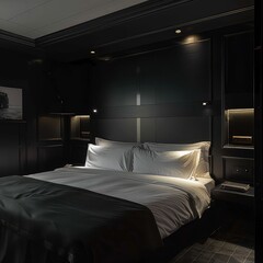 Simple Aesthetic Bed Room Interior Night view 
