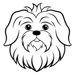 Adorable Shih Tzu Face with Flowing Fur - Vector Art