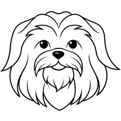 Adorable Shih Tzu Face with Flowing Fur - Vector Art