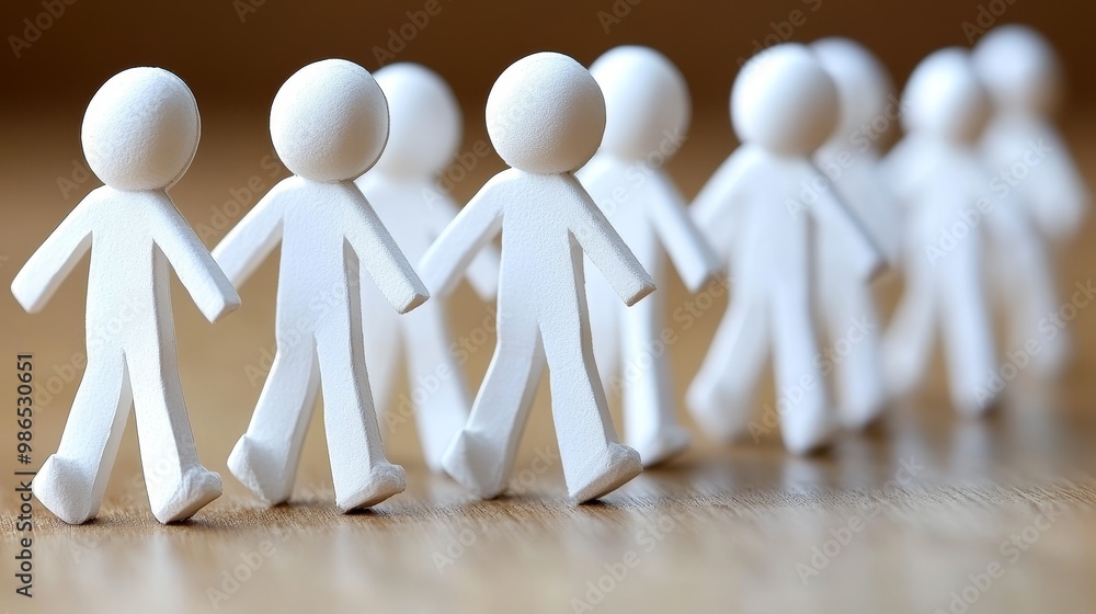 Poster a collection of small white figures symbolizing teamwork and collaboration. ideal for concepts of un
