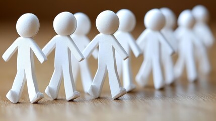 A collection of small white figures symbolizing teamwork and collaboration. Ideal for concepts of unity and partnership.