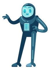 Futuristic android character. Cartoon robot. Cyber toy