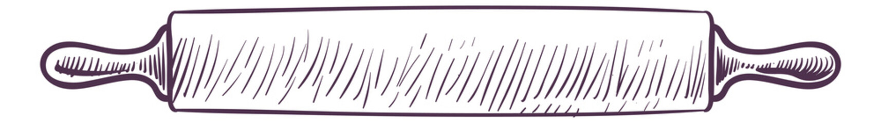 A drawing of a rolling pin with a purple background