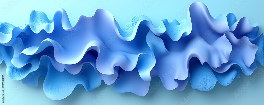 Poster a mesmerizing blue wave pattern showcasing smooth, flowing lines and soft textures, perfect for back