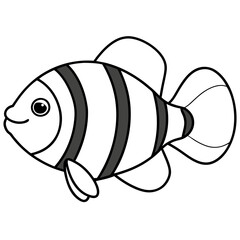 Minimalist Clownfish Vector with Distinct Stripes