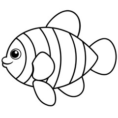 Minimalist Clownfish Vector with Distinct Stripes
