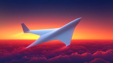 A sleek aircraft soaring through vivid clouds at sunset, embodying the beauty of flight and the thrill of adventure in the skies.