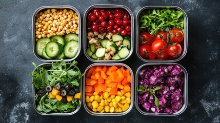 Healthy foods in multiple boxes