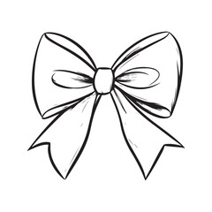 Bow line art logo icon design, vector illustration on white background, happy merry Christmas bow ribbon card vector illustration design, Bow cartoon line art design