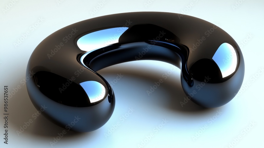 Poster abstract black sculpture with smooth, glossy surface and unique shape, ideal for modern art or desig