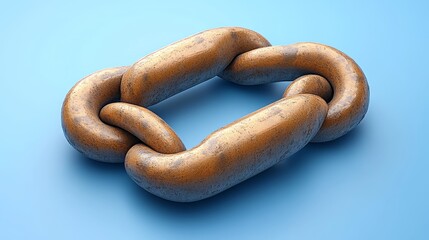 Fototapeta premium An artistic representation of a chain link on a blue background, highlighting strength and connection in modern design.