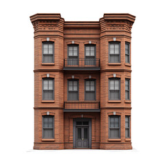 Obraz premium A classic brick building with detailed architecture isolated on transparent background