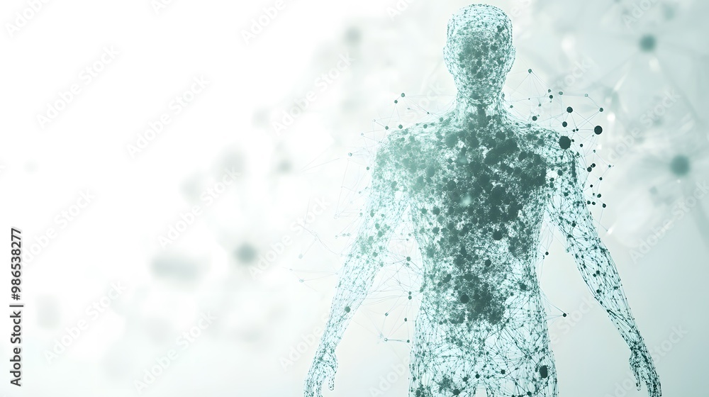 Aufkleber abstract digital representation of a human figure with connected nodes