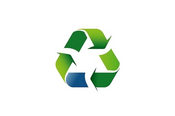 Green recycle symbol on white background, reuse, reduce, recycle