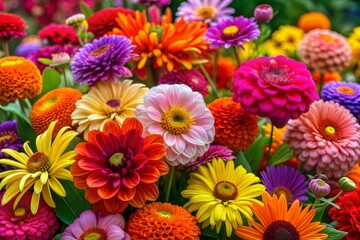 Close-up of vibrant bouquet of colorful flowers