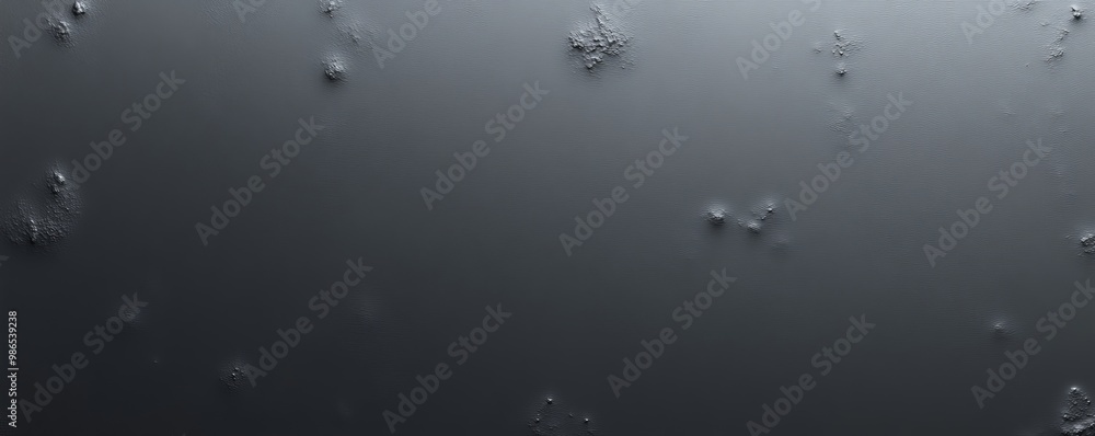 Poster close-up of water droplets on a smooth black surface, showcasing textures and patterns in a minimali