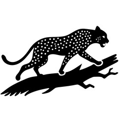 Dynamic Cheetah Silhouette Leaping Over a Fallen Tree