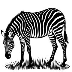 Zebra Silhouette Grazing on a Grassy Plain with Subtle Stripes Vector Art