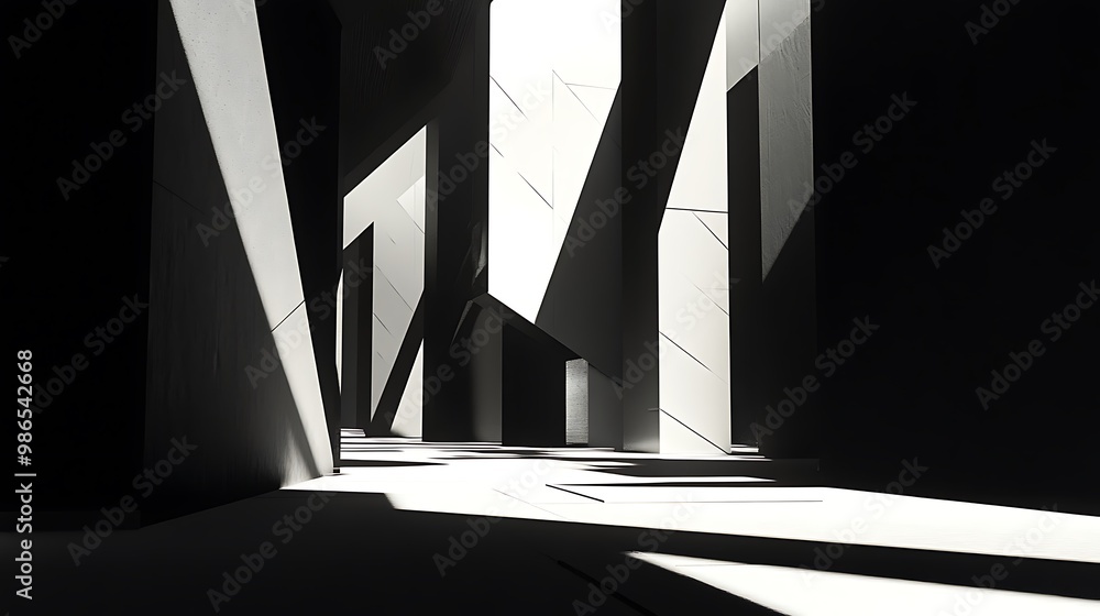 Poster abstract architectural structure with diagonal shadows