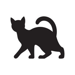 Obraz premium Cat silhouette icon isolated on white background. cat vector illustration. cat vector, icon