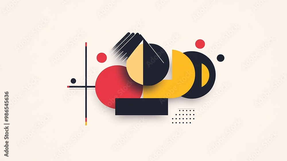 Poster abstract composition with geometric shapes and colors