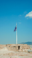 Greek Flag in the Acropolis