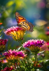 Fototapeta premium lush colorful seasonal flora displaying vibrant blooms peaceful natural setting surrounded greenery calm atmosphere, flowers, plants, nature, colors