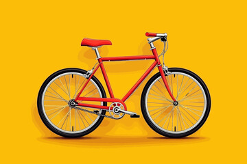 Fototapeta premium Red Bicycle on Yellow Background 