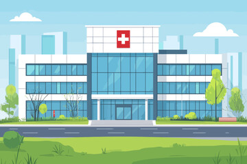 Modern Hospital Building Illustration 