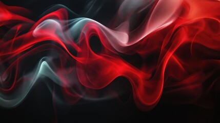 Fototapeta premium An abstract image featuring vibrant red and white smoke swirling against a dark background.
