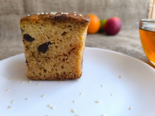 piece of delicious cake on a white plate. High quality photos