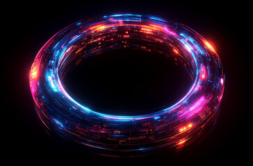 Futuristic Style: Elliptical Frame with Curved Holographic Lines