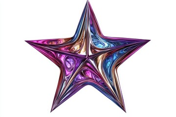 Obraz premium Abstract Metallic Star with Vibrant Swirls