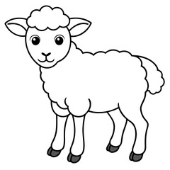 Adorable Young Lamb with Soft, Curvy Wool Lines - Vector Art