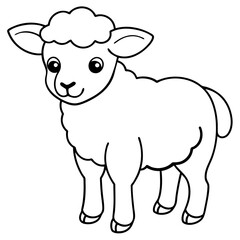 Adorable Young Lamb with Soft, Curvy Wool Lines - Vector Art