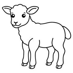 Adorable Young Lamb with Soft, Curvy Wool Lines - Vector Art
