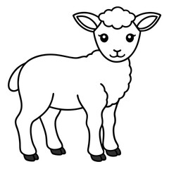 Adorable Young Lamb with Soft, Curvy Wool Lines - Vector Art