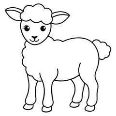 Adorable Young Lamb with Soft, Curvy Wool Lines - Vector Art