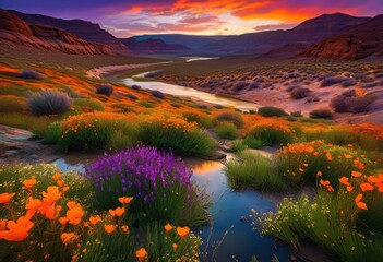 vibrant landscapes showcasing ecological transformations vivid colors diverse natural elements, scenery, nature, ecology, environment, mountains, rivers