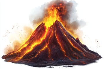 Volcanic Eruption with Smoke and Ash