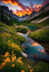 Naklejka premium breathtaking landscapes unveiled during thrilling outdoor expeditions wonders, adventure, exploration, mountains, valleys, rivers, forests, trails