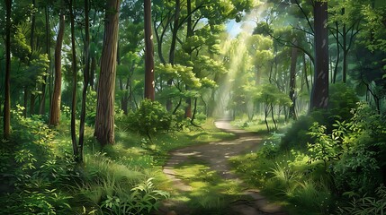 Obraz premium Sunlit Forest Path