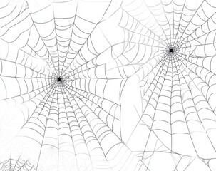 Obraz premium spooky spider web silhouette design - black and white halloween theme vector background 