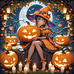 Halloween anime witch girl