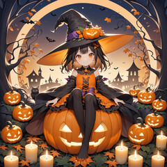 Halloween anime witch girl